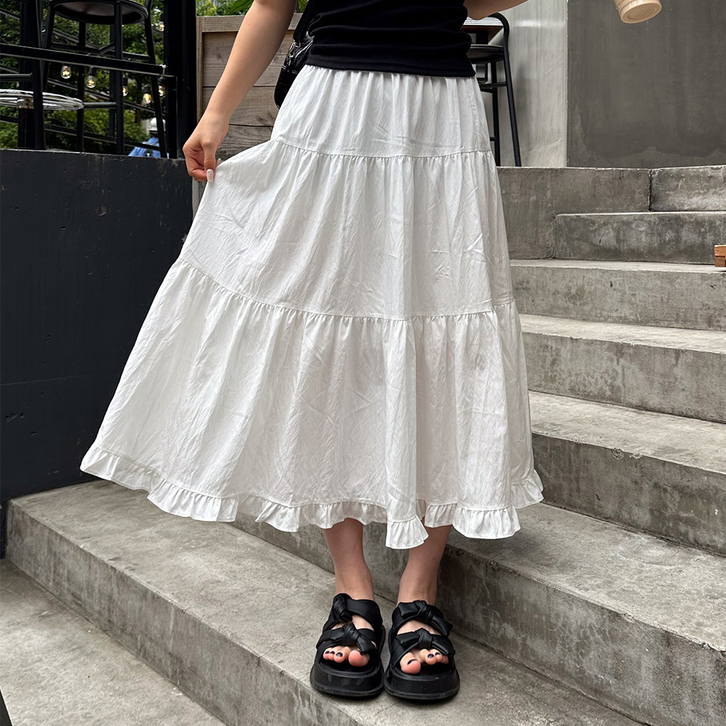 新品タグ付✨23SS ポロバイラルフローレン ティアードリネンロングスカート 0 POLO RALPH LAUREN（ポロ ラルフ ローレン）の「3 ティアード