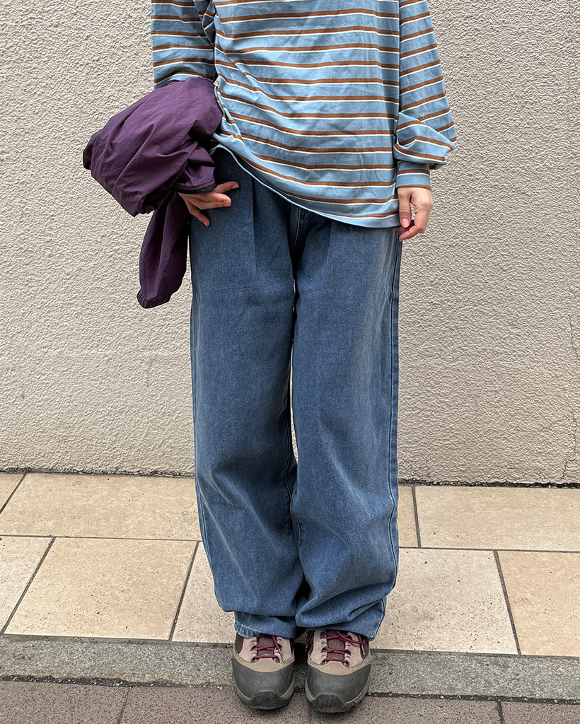 ピンタックワイドデニムパンツ