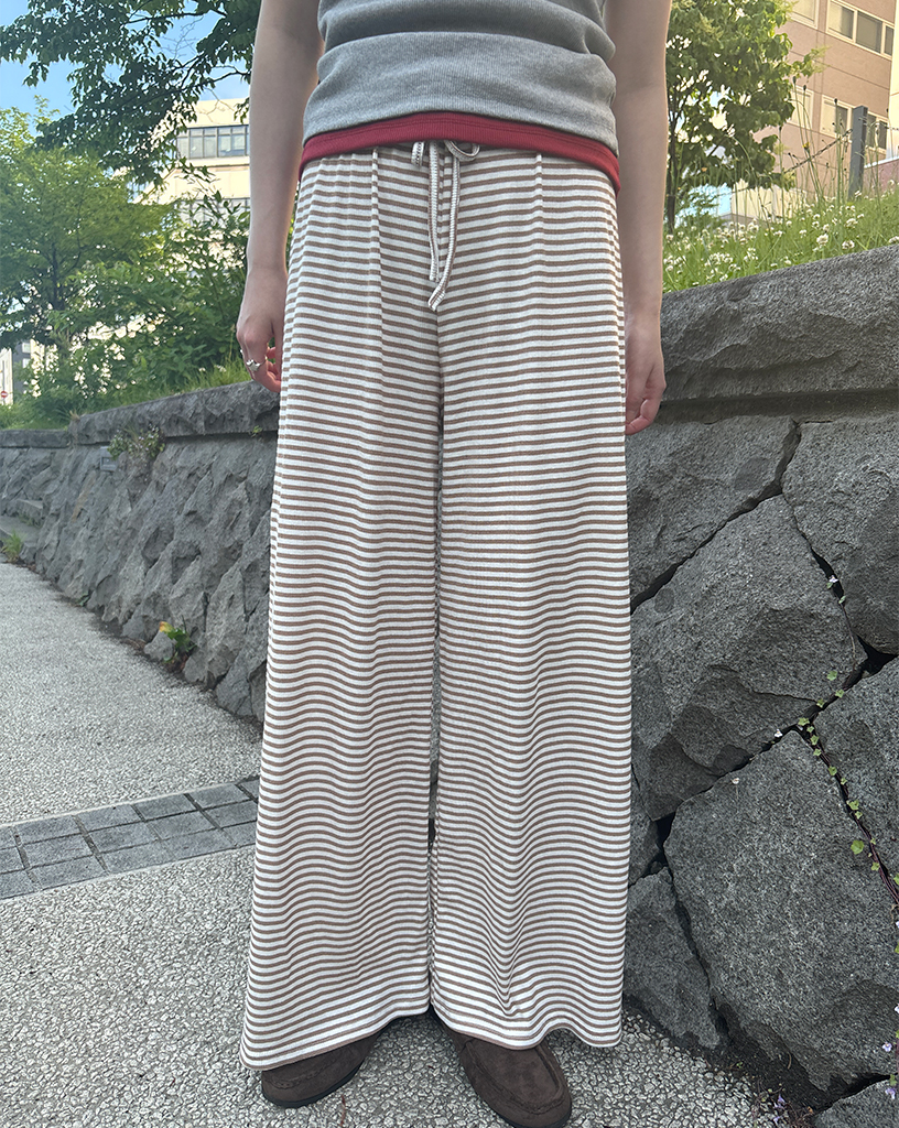 ボーダーワイドイージーパンツ