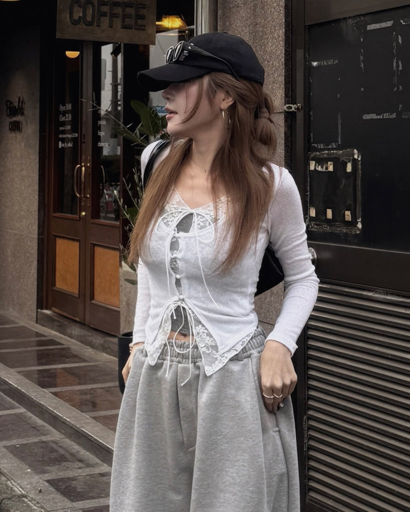 シースルレースレイヤードカーディガン