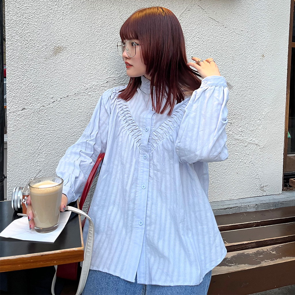 タック入りフリルブラウス | ファッション通販サイト NUGU