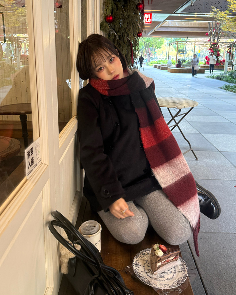 チェックウールマフラー