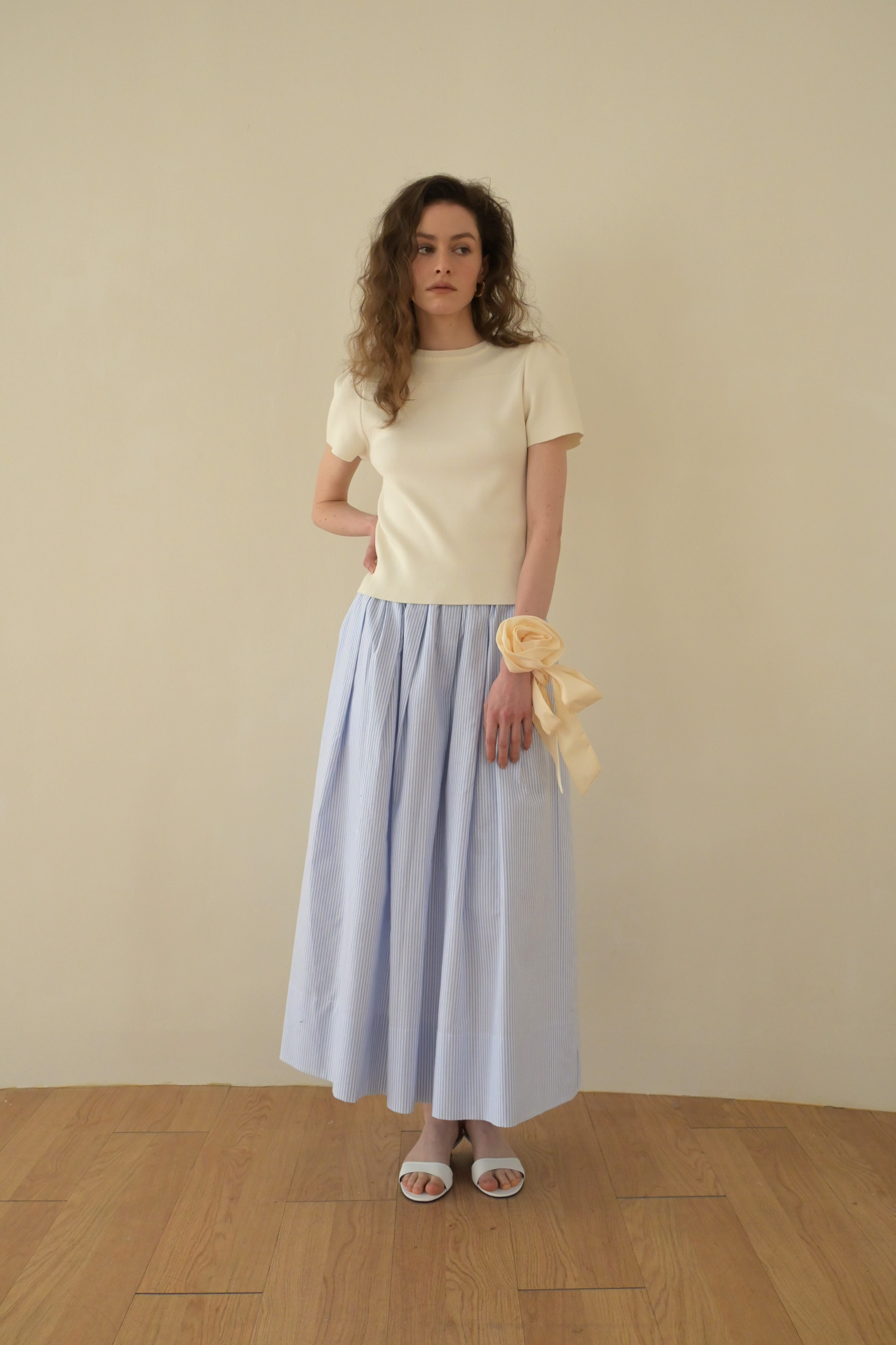 Pola Stripe Cotton Skirt [Blue] | ファッション通販サイト NUGU