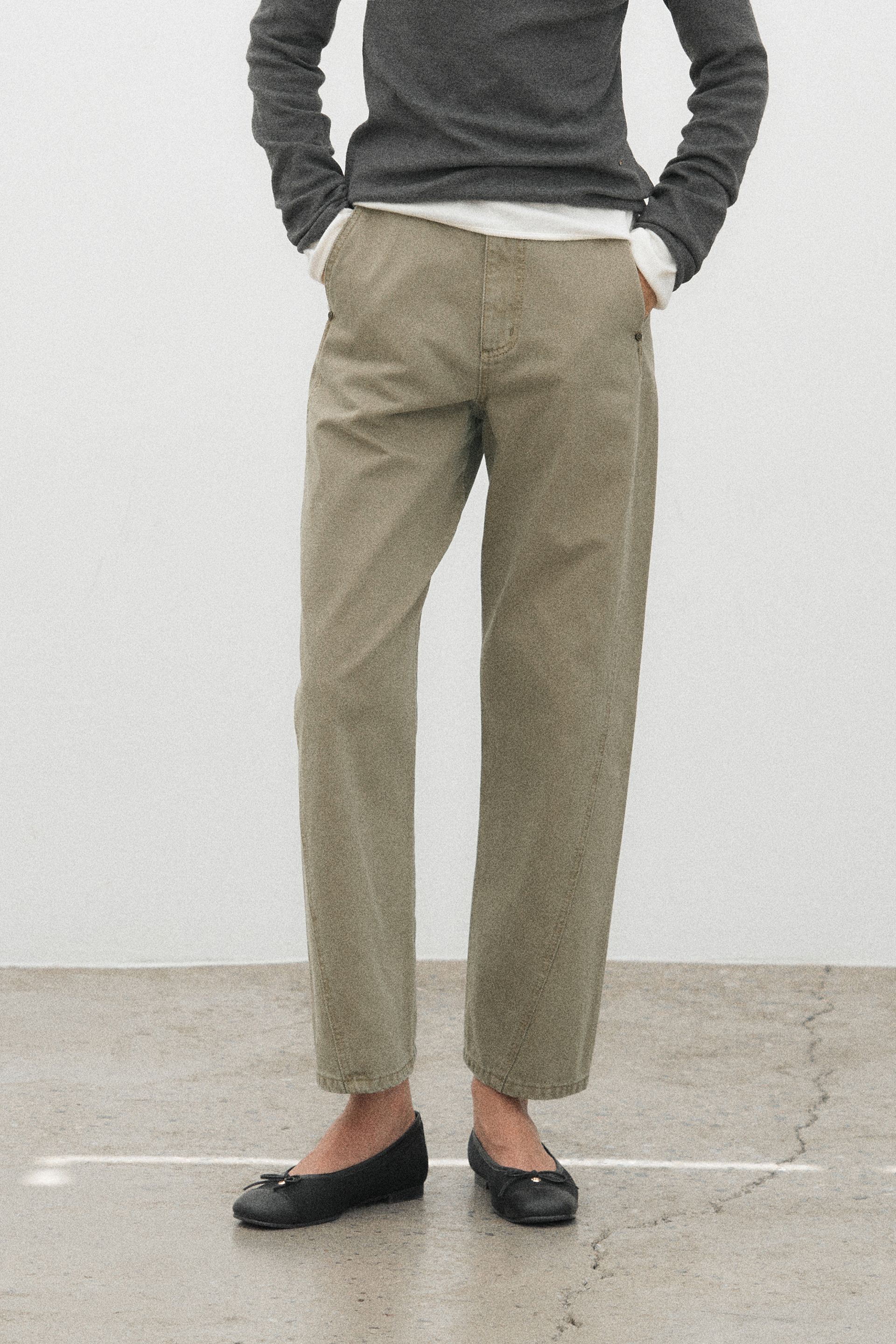 pigment washing cotton denim pants-Khaki | ファッション通販サイト NUGU