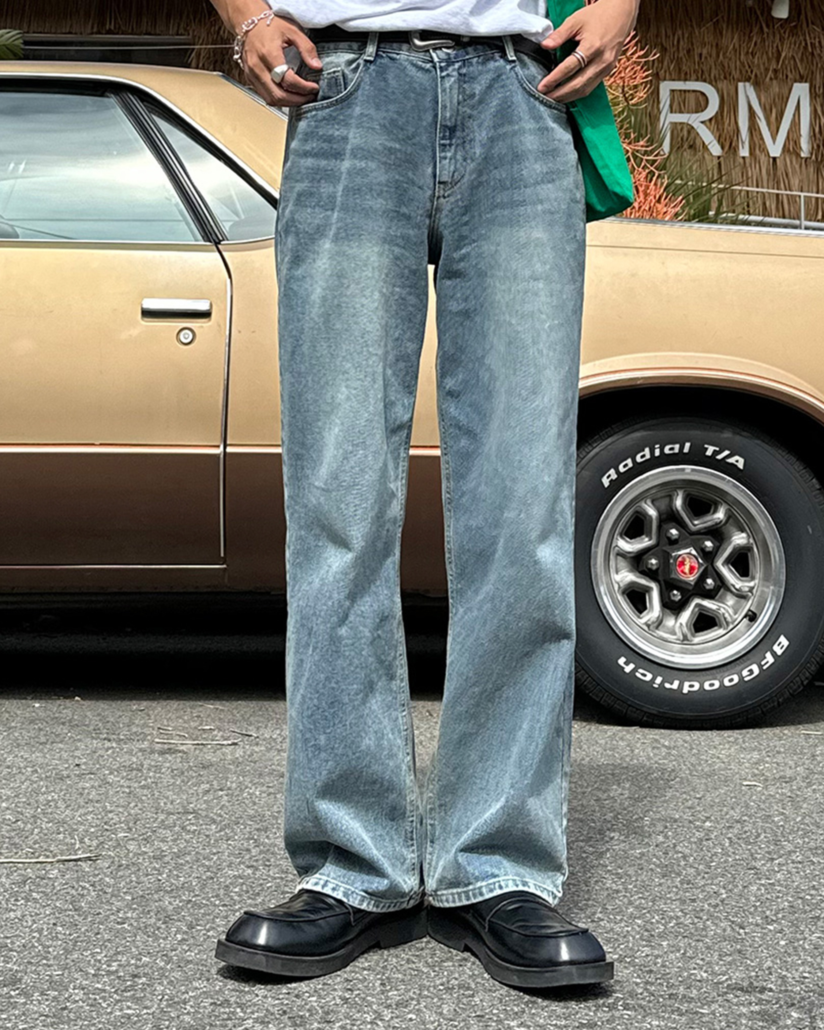 (ユニセックス) セミワイドデニムパンツ