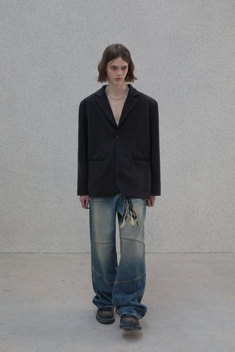 curved double-knit denim pants | ファッション通販サイト NUGU
