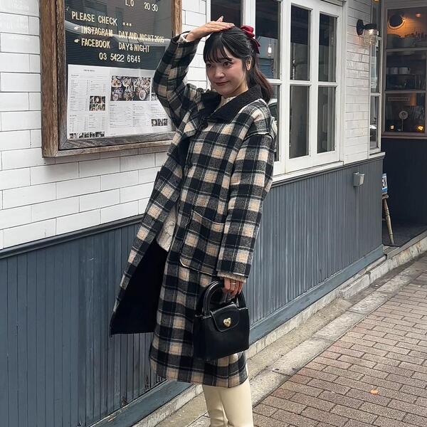 チェックロングコート | ファッション通販サイト NUGU