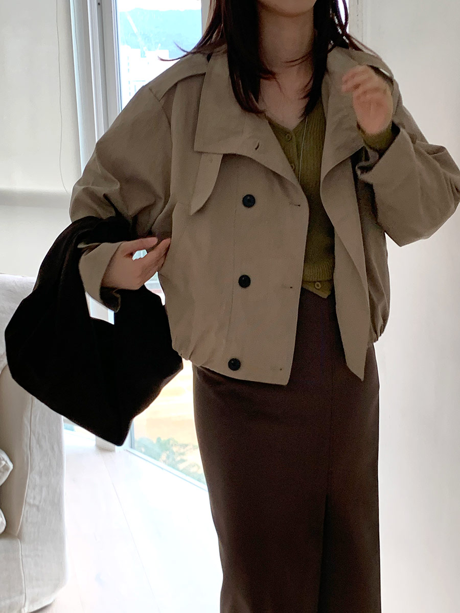 スタンドカラーハーフトレンチジャケット