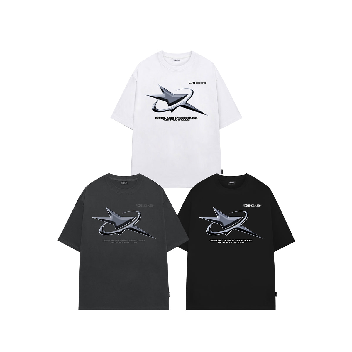 COVERNATのCrease Effect T-Shirt 全2色 Chrome Star Graphic Overfit T-shirt - 3COLOR | ファッション