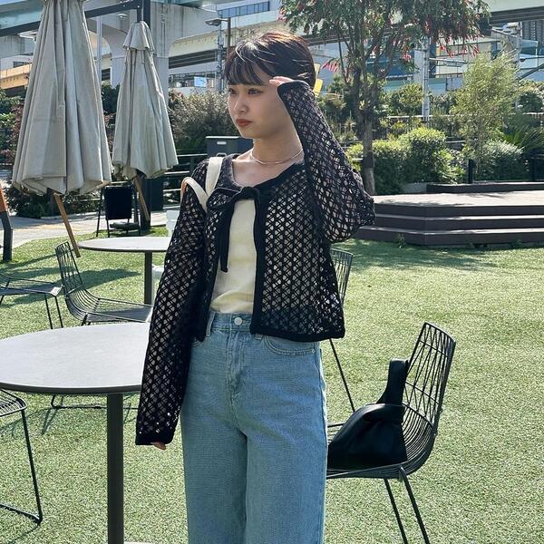 ネット編みストリング カーディガン | ファッション通販サイト NUGU