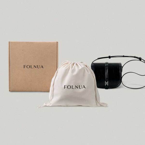 FOLNUA CLASSIC LOGO MINI POCHE BAG BLACK - CRINKLE