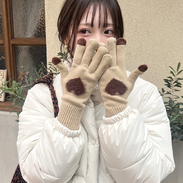 プラッシュハートハーフフィンガーグローブ