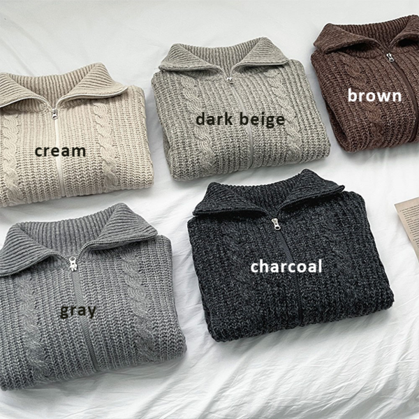 2wayオーバーサイズツイストニットジップアップ | ファッション