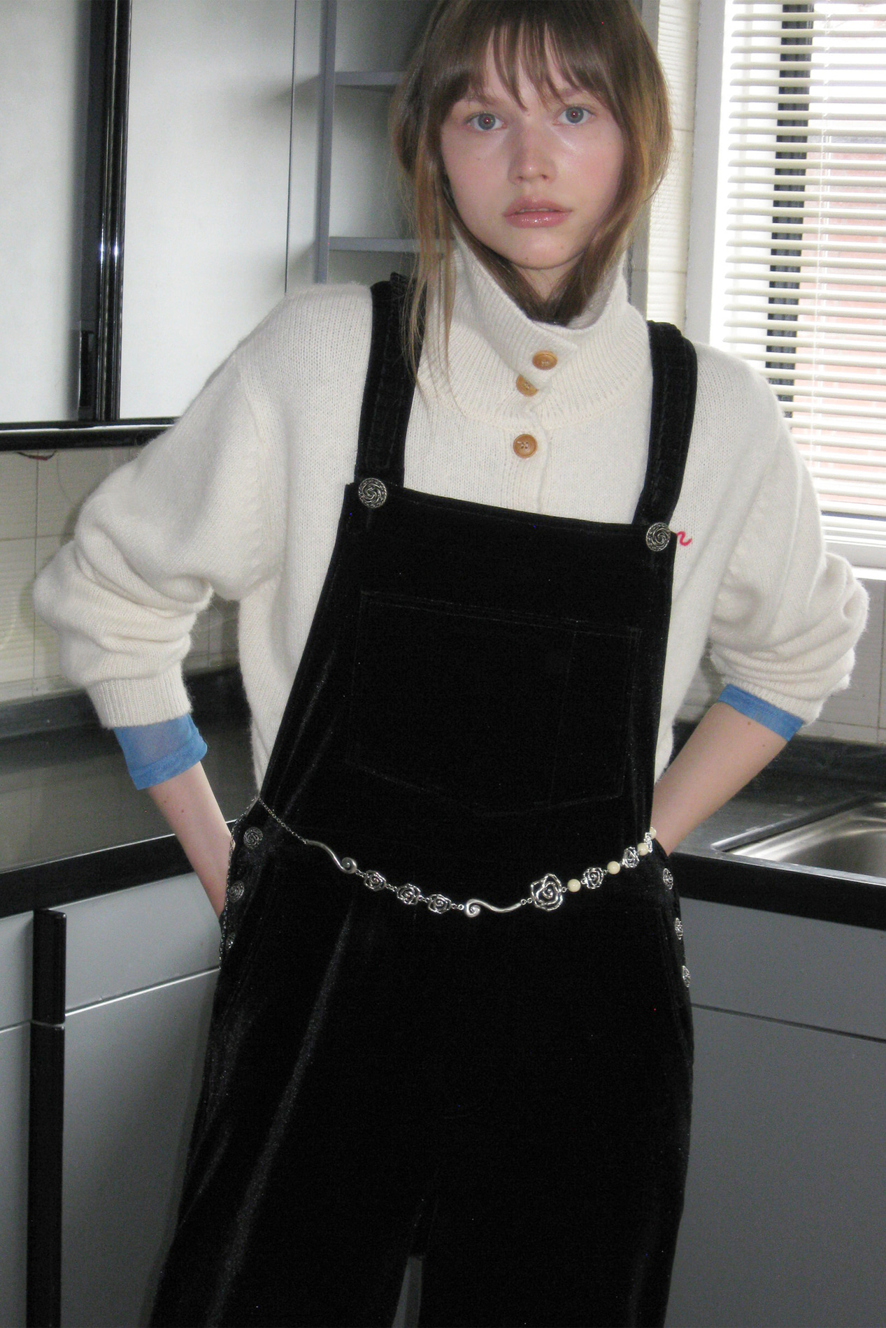 Rose Beads Chain Belt (Silver Gold)