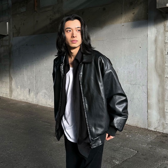 ヨ*ン様 MA-1タイプ　レザージャケット　シングルレザージャケット　Lサイズ 楽天市場】革ジャン メンズ MA-1 本革 ライダースジャケット レザー