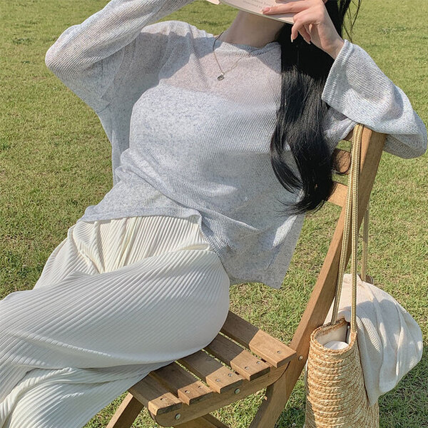 ORIGINAL) ときめきシースルーブクリンネン夏ニット