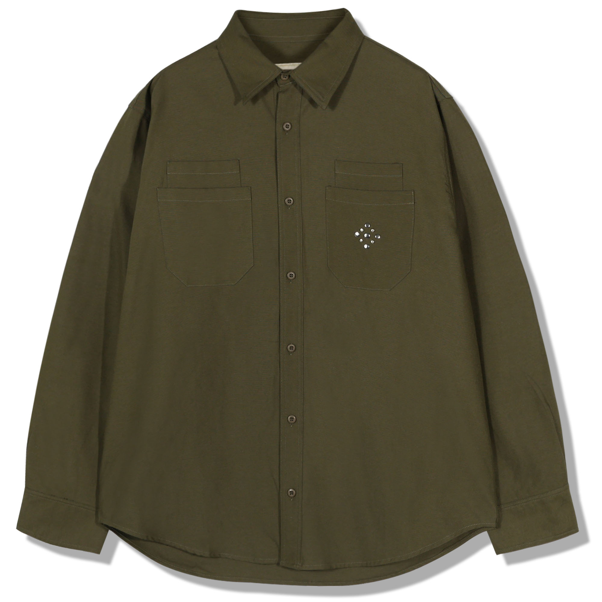 Double-pocket studded cotton shirt | ファッション通販サイト NUGU