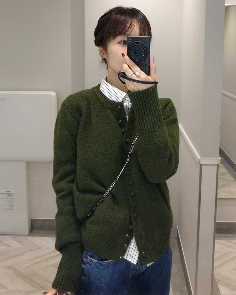 [BEST 50]カラーボタンニットカーディガン