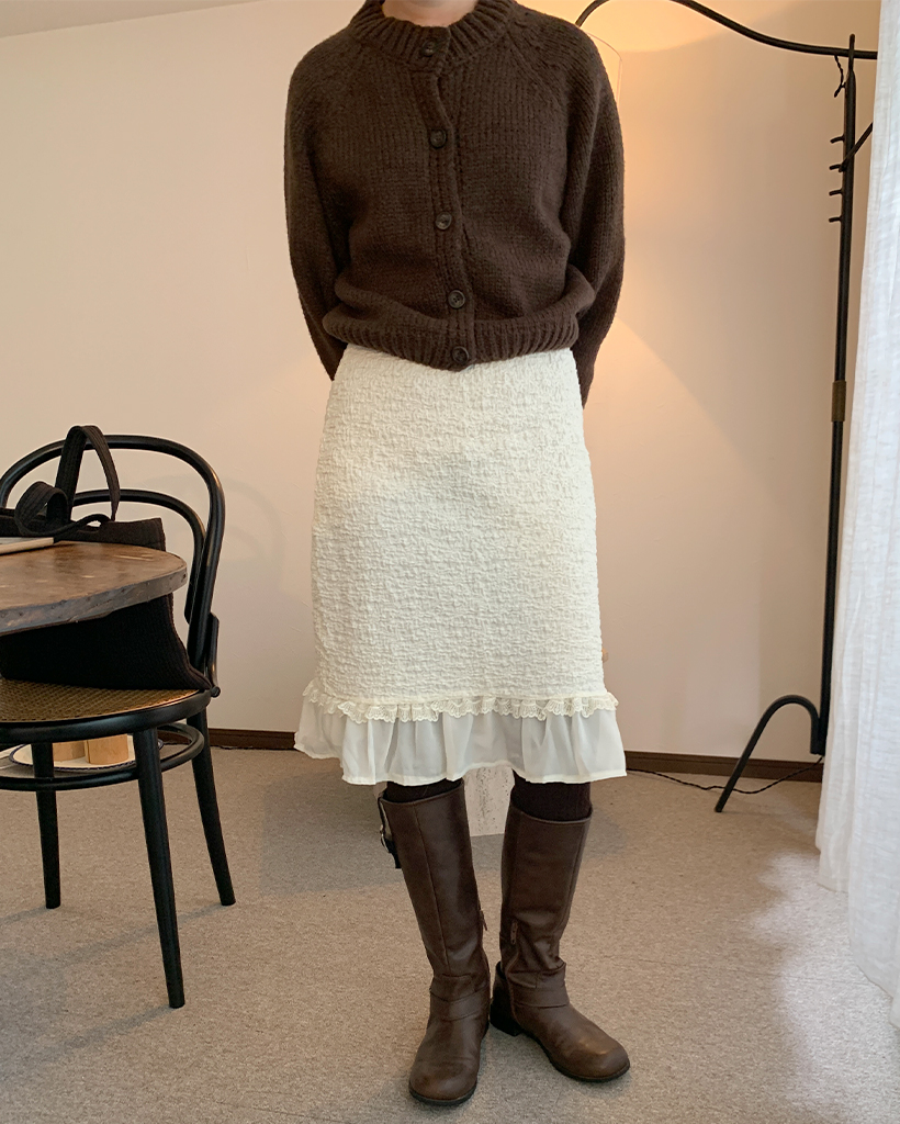 リンクルフレアミディスカート