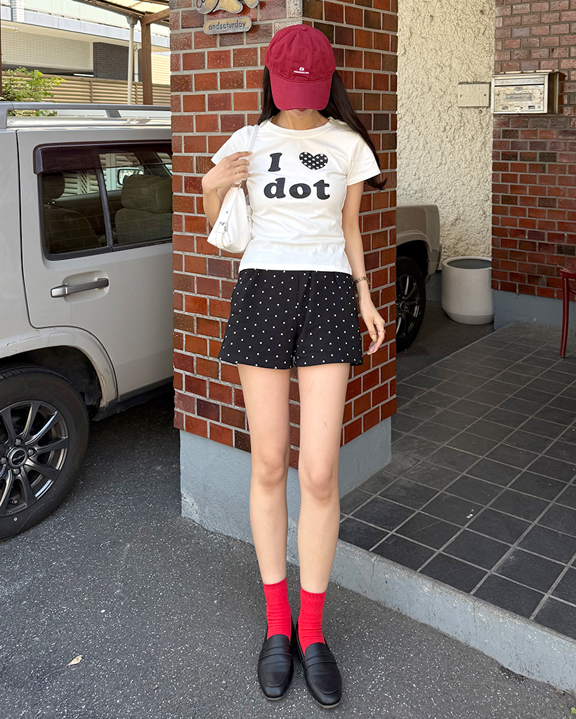 ドットウエストゴムショートパンツ