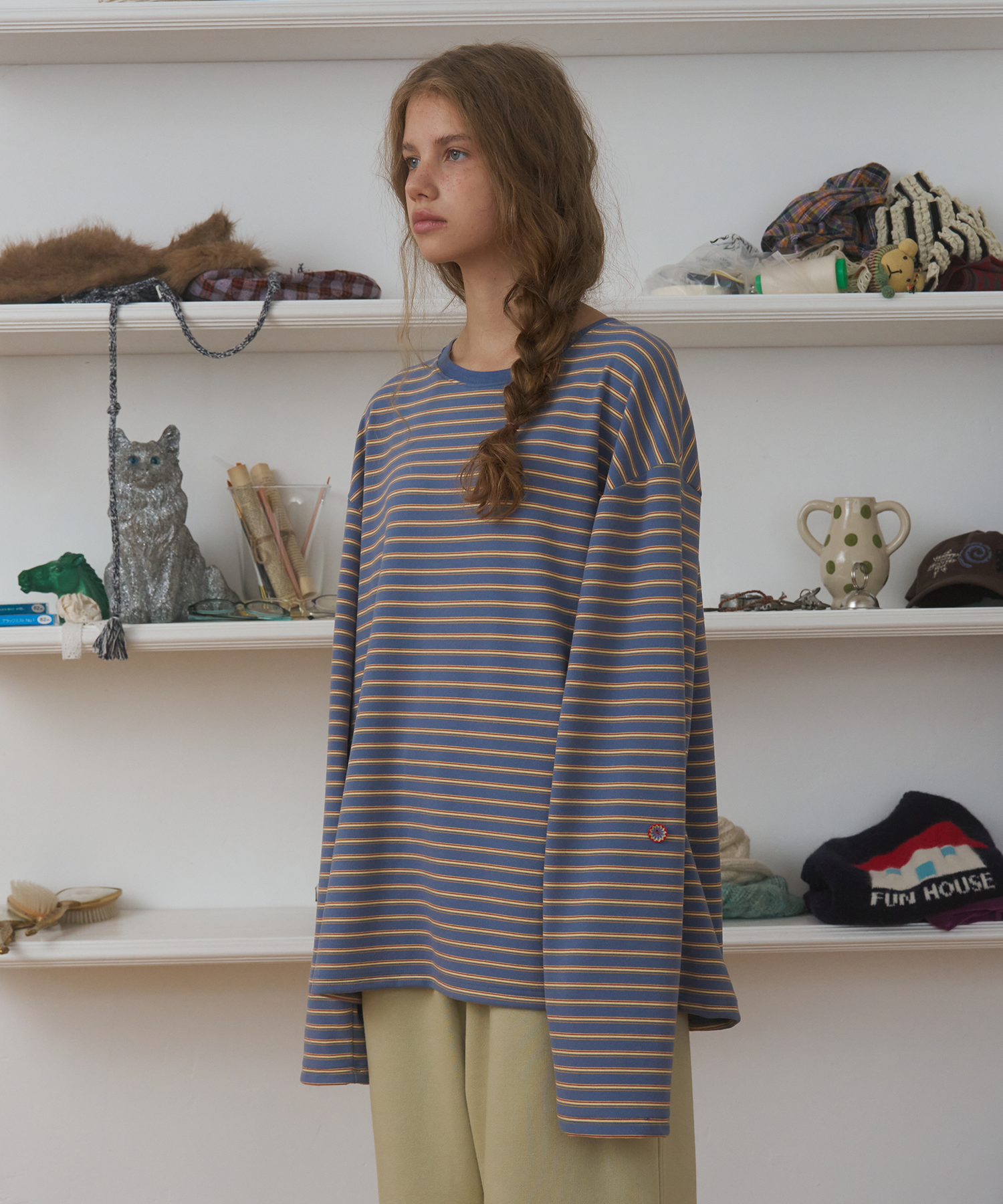 Loose Fit Stripe Tee, Blue