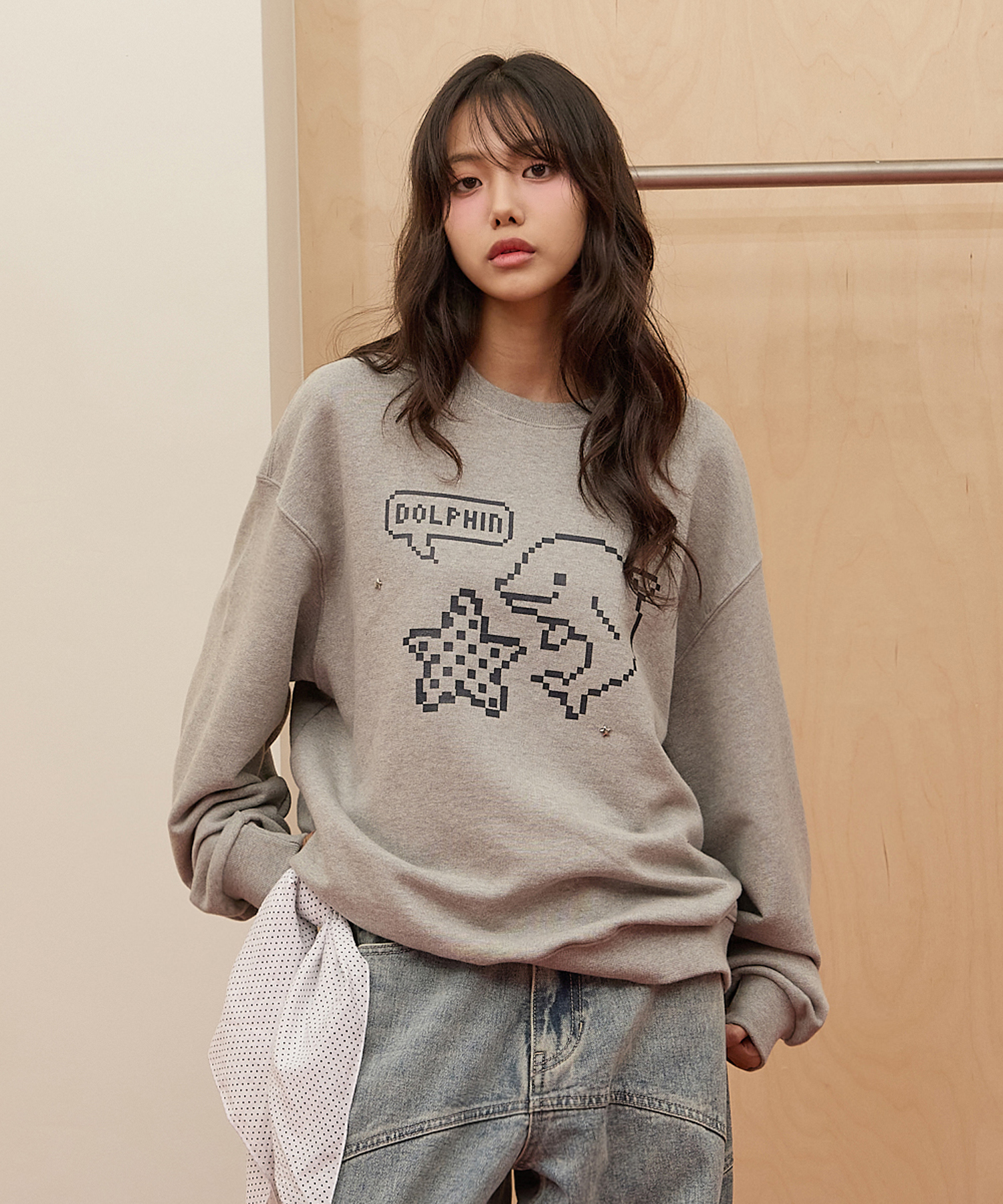 Pli Waltz Raglan Pigment Sweatshirt(Dark Blue