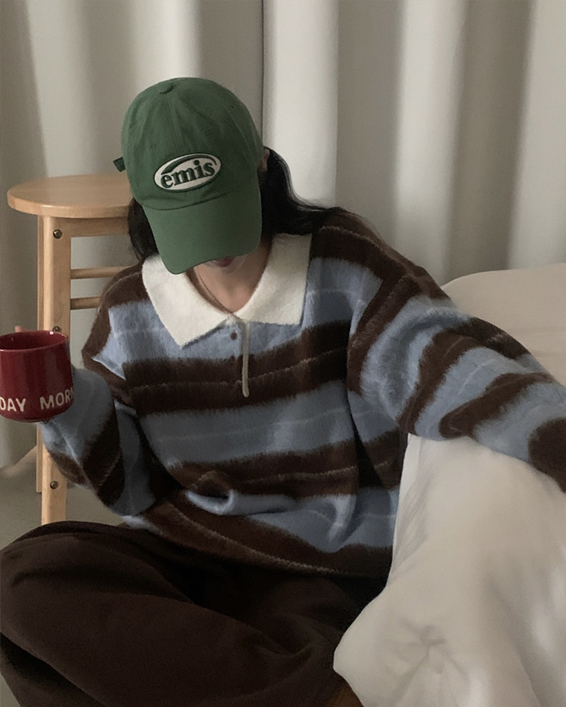 (4color)モヘアバイカラーウールニット