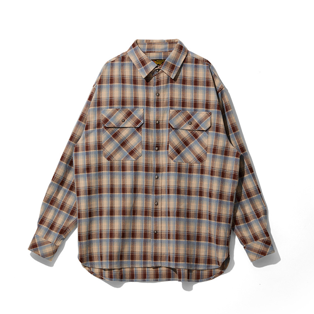 Concho Oversized Check Shirts BlueBrown
