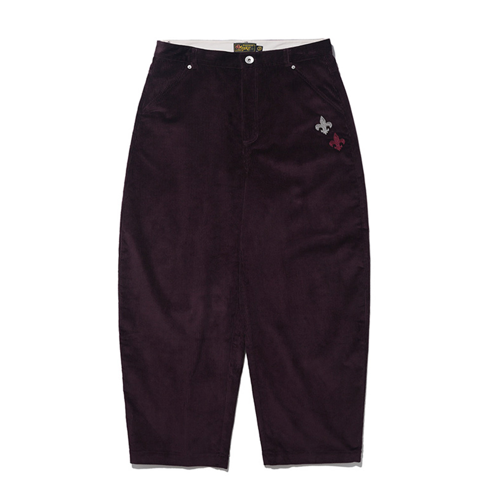 Corduroy Embroidery Curved Pants Purple