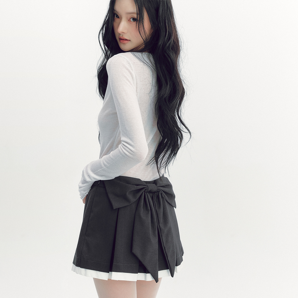 CUPCAKE BACK RIBBON PLEATS SKIRT_TT5S501DK