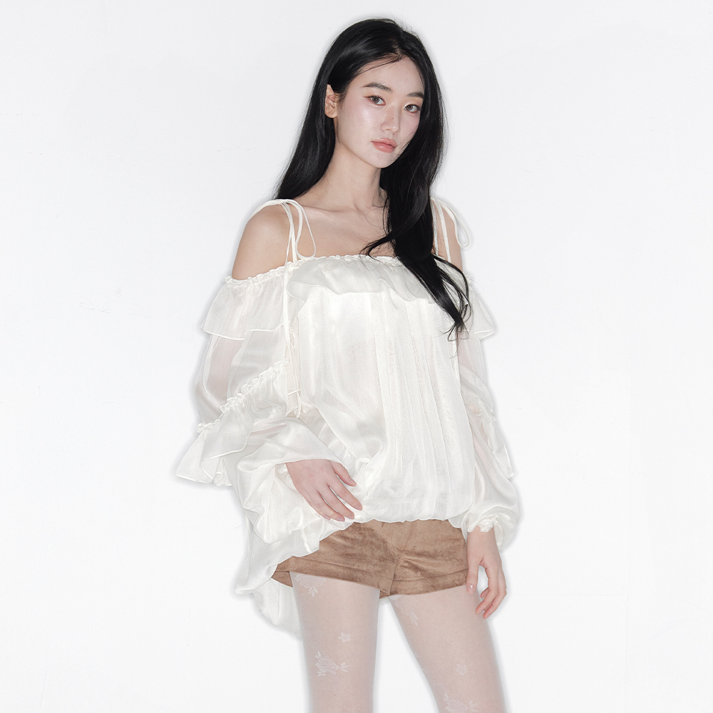 BLOOMING CHIFFON FRILL OFF SHOULDER BLOUSE_TT6S101CM