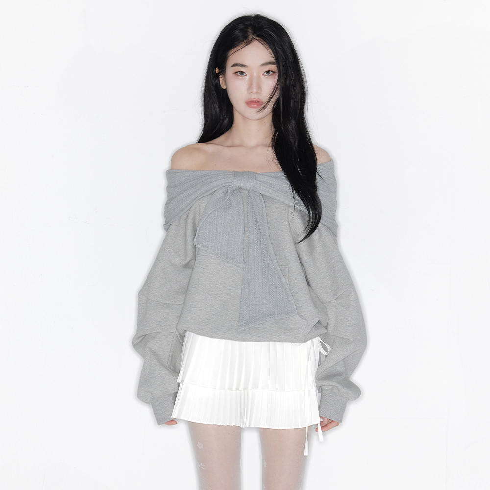 TWO-WAY RIBBON OFF SHOULDER HOODIE(SPRING VER.)_TT6S201MG