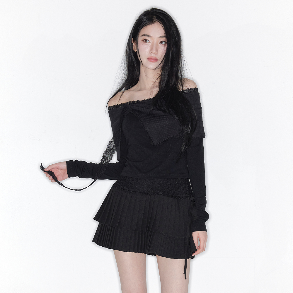STELLA LACE OFF SHOULDER TOP_TT6S202BK