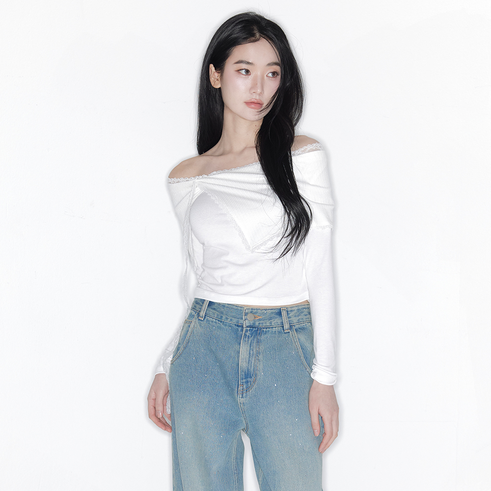 STELLA LACE OFF SHOULDER TOP_TT6S202IV