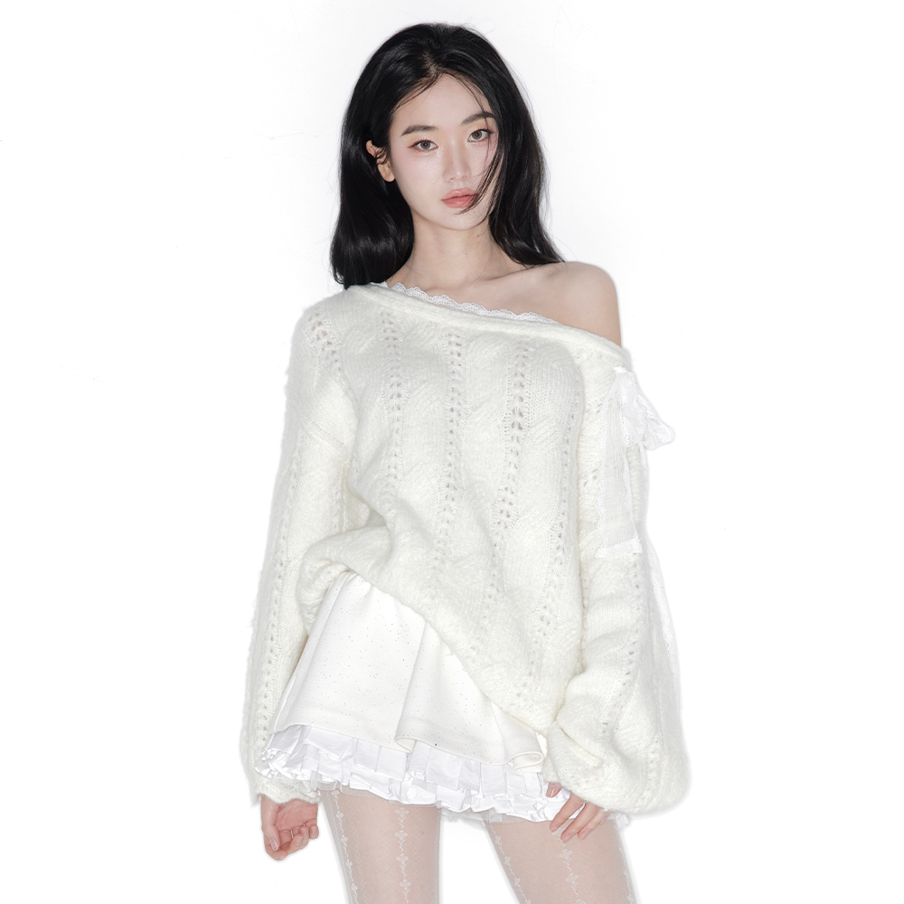 SOFT VEIL OFF SHOULDER KNIT_TT6S302IV