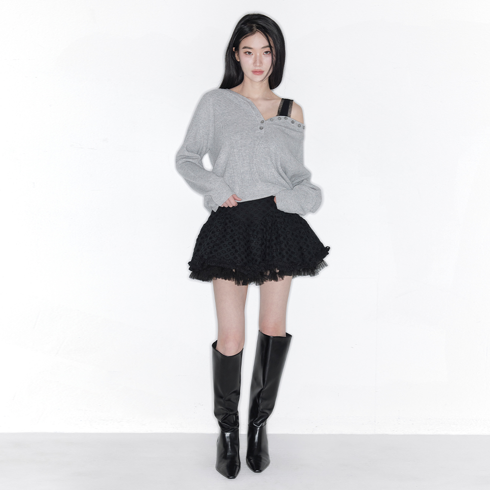 BLOSSOM WAVE TULLE SKIRT_TT6S501BK