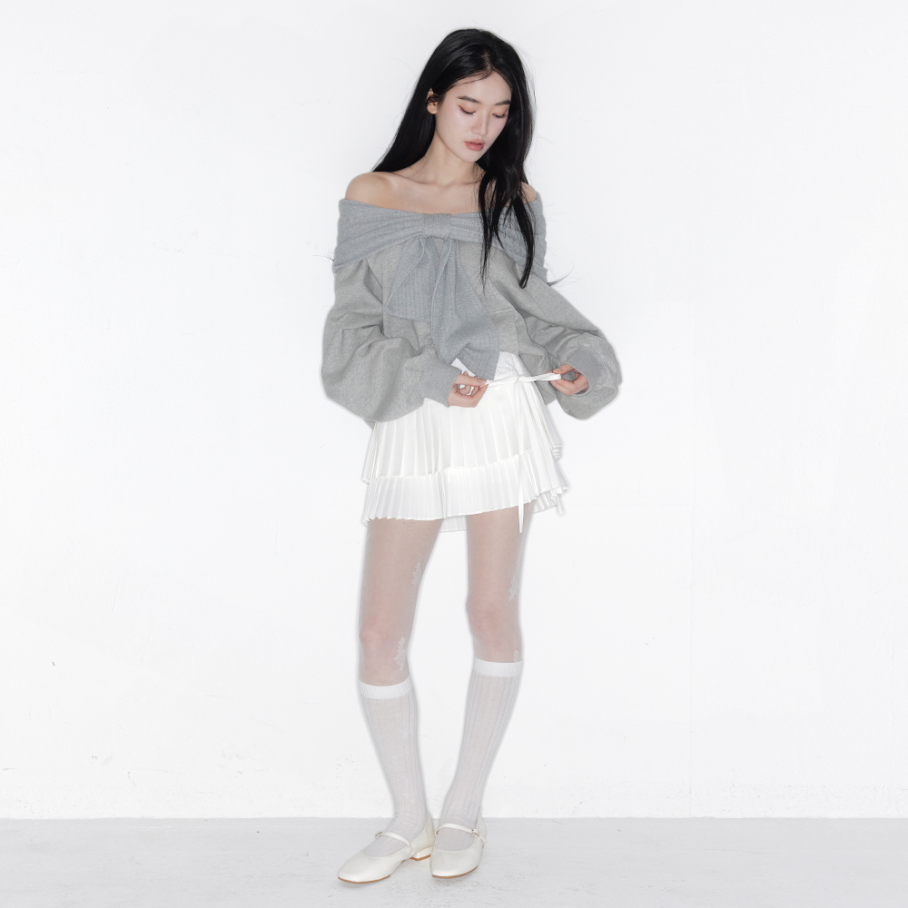 DOUBLE LAYER LACE WRAP PLEATS SKIRT_TT6S503IV