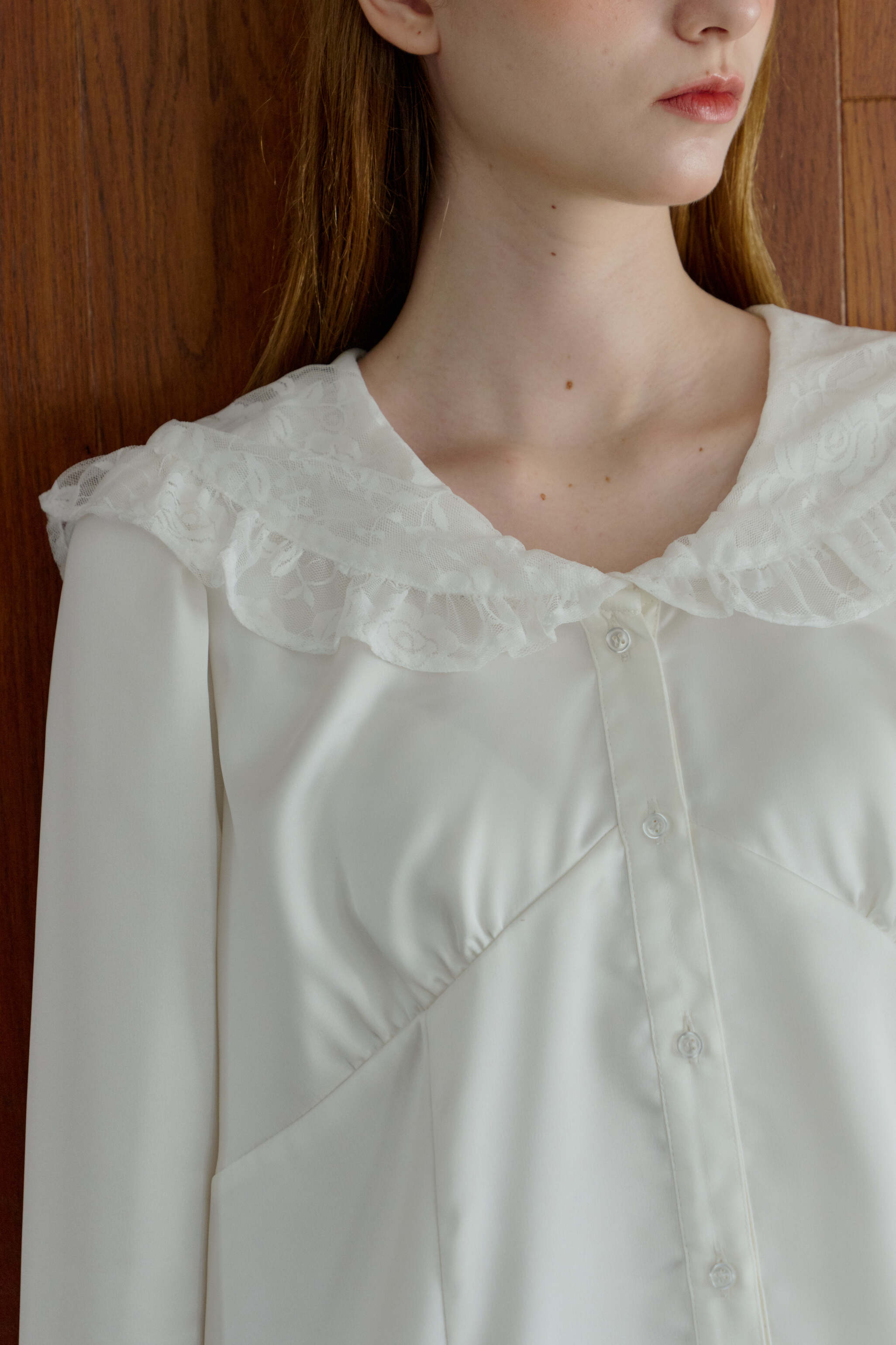 lace collar vintage satin blouse