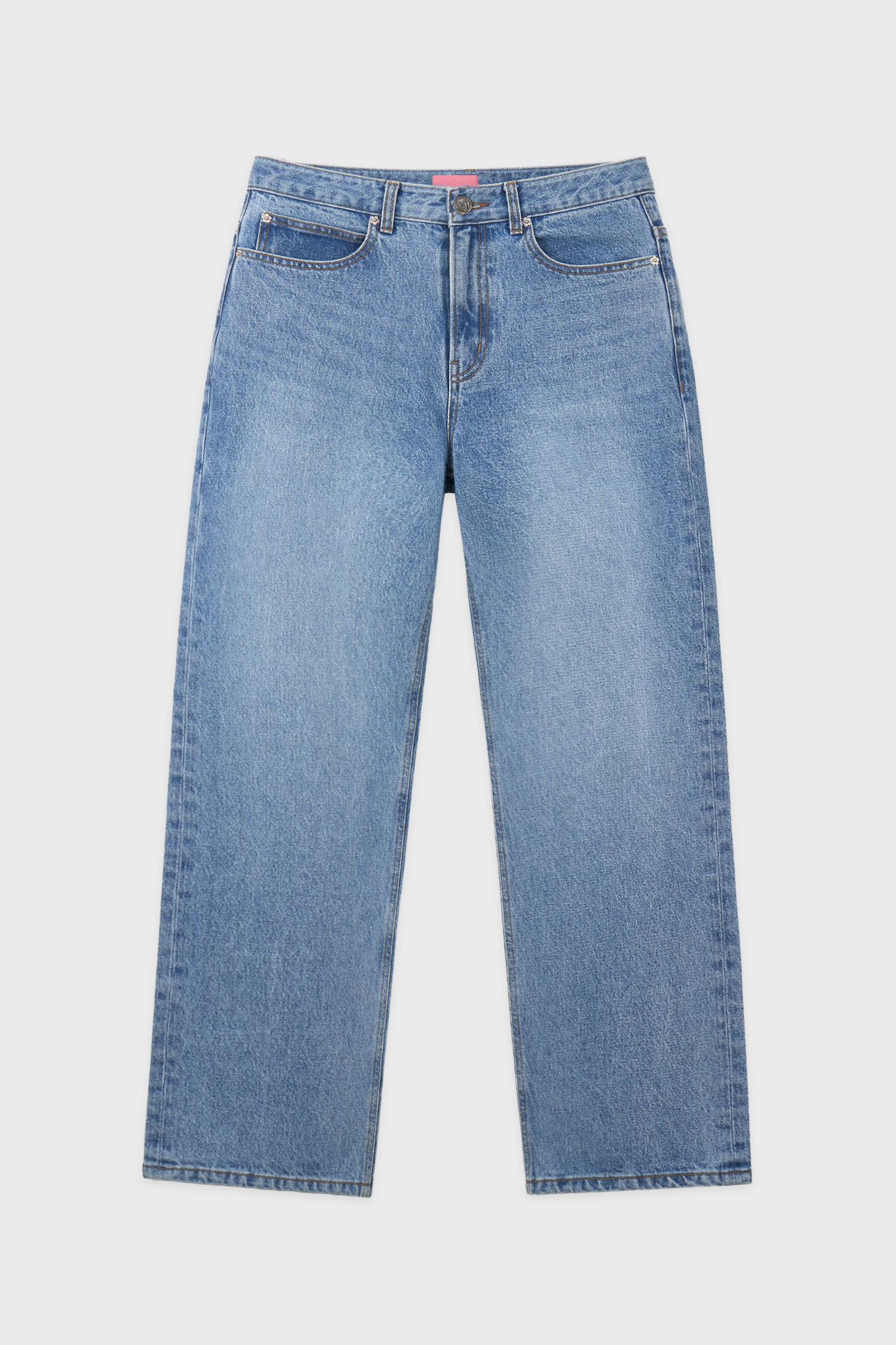 Logo Embroidered Straight Denim (Blue)