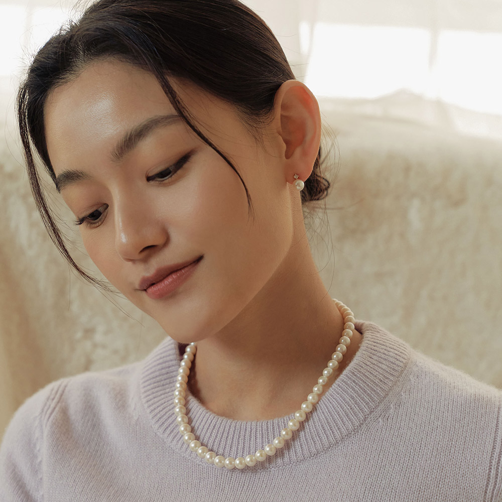 (シルバー925) モアサナイト パール ピアス EC1761