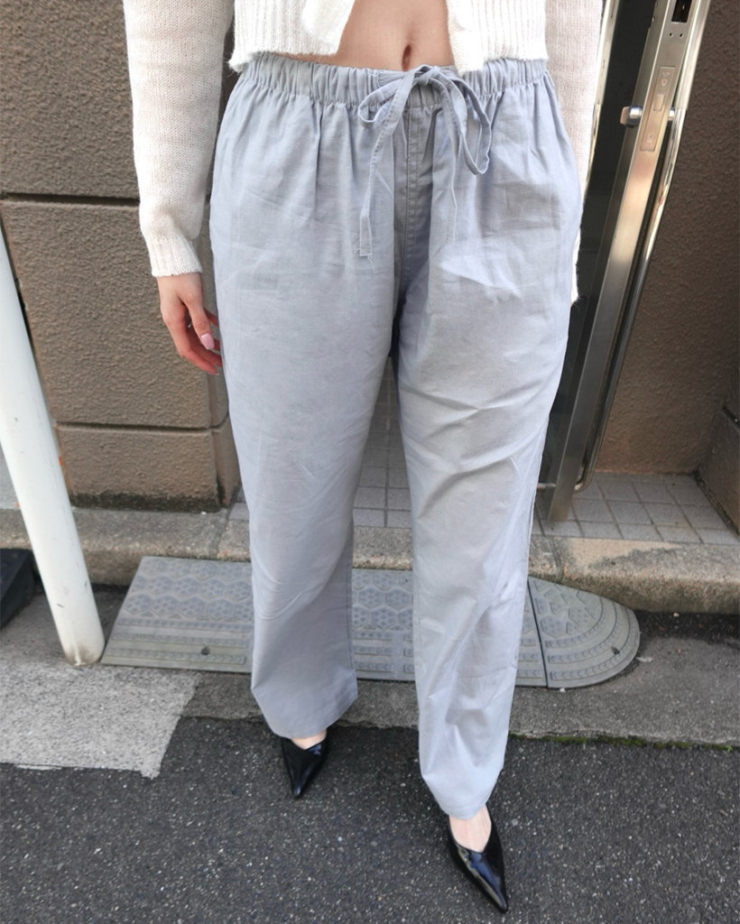 リネンウエストゴムワイドパンツ