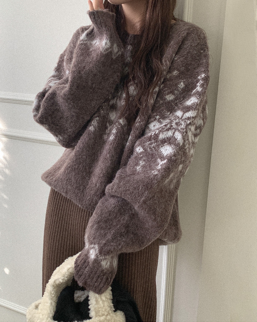 ノルディック柄フィンガーホールニット