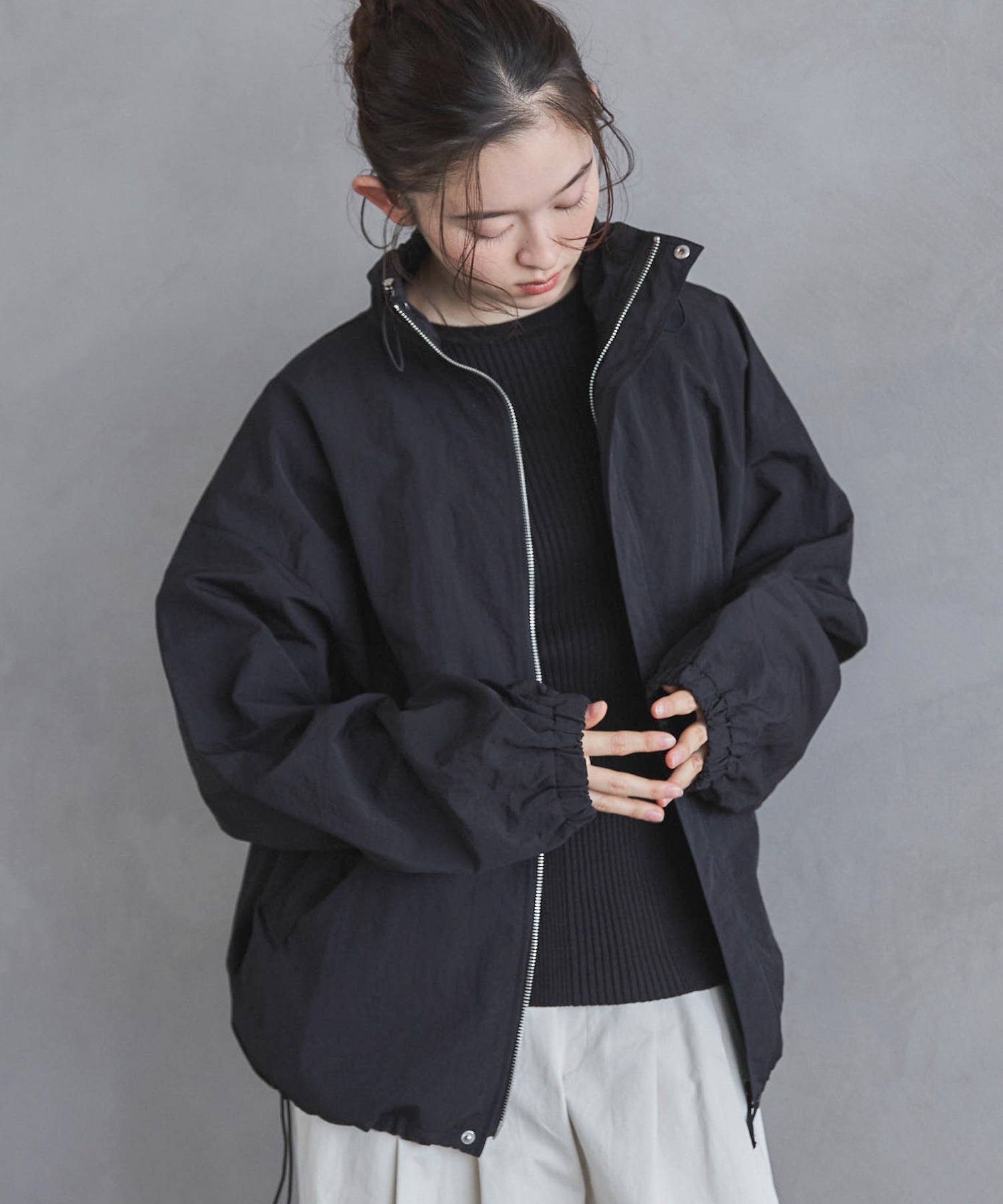 ハイネックナイロンWZIPブルゾン | ファッション通販サイト NUGU