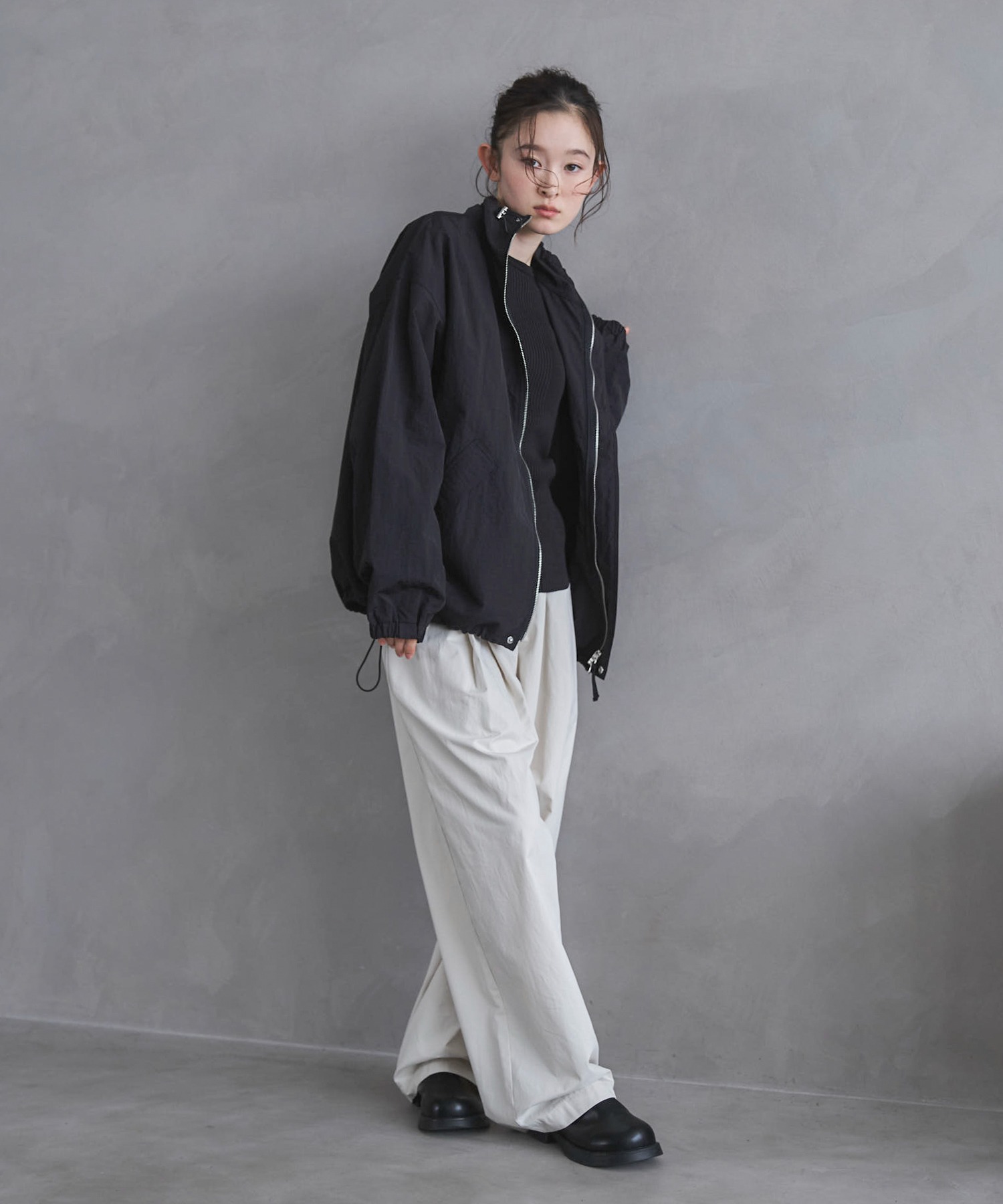 ハイネックナイロンWZIPブルゾン | ファッション通販サイト NUGU