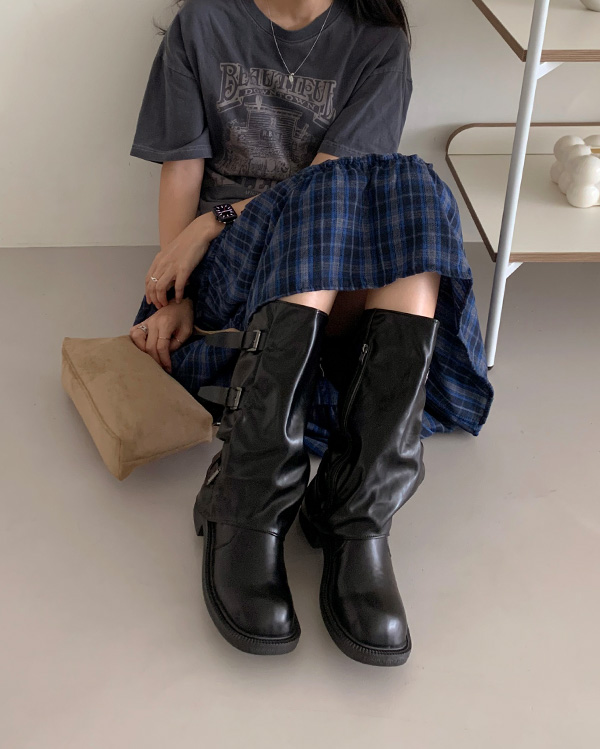 ミドル/ロング]バックルバイカーウォーマー ブーツ (2color