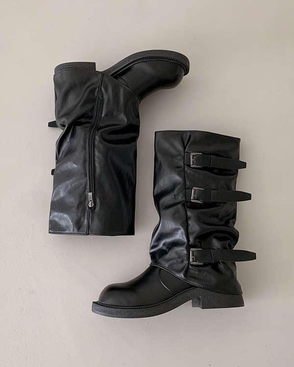 ミドル/ロング]バックルバイカーウォーマー ブーツ (2color