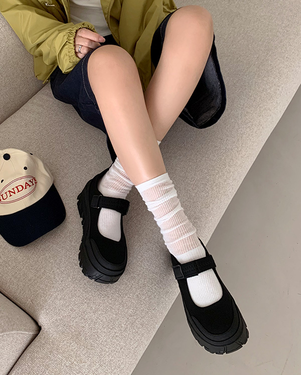 72H SALE！]厚底メリージェーンベルクロスニーカー