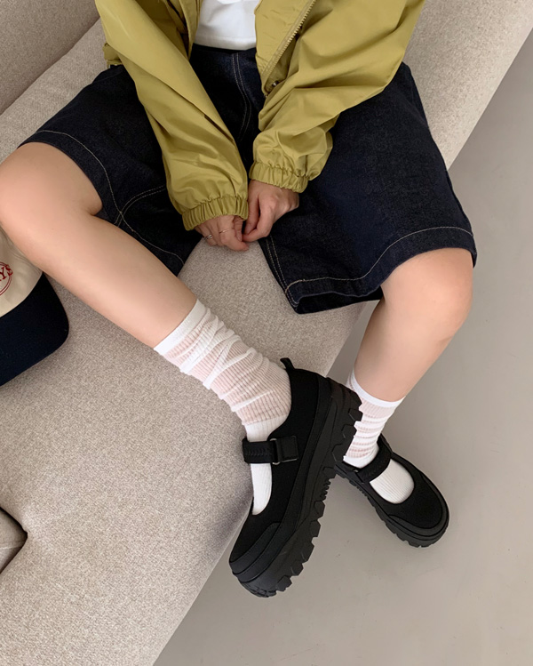 72H SALE！]厚底メリージェーンベルクロスニーカー