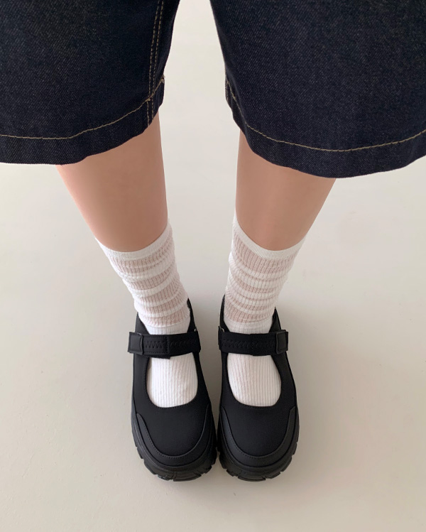 72H SALE！]厚底メリージェーンベルクロスニーカー