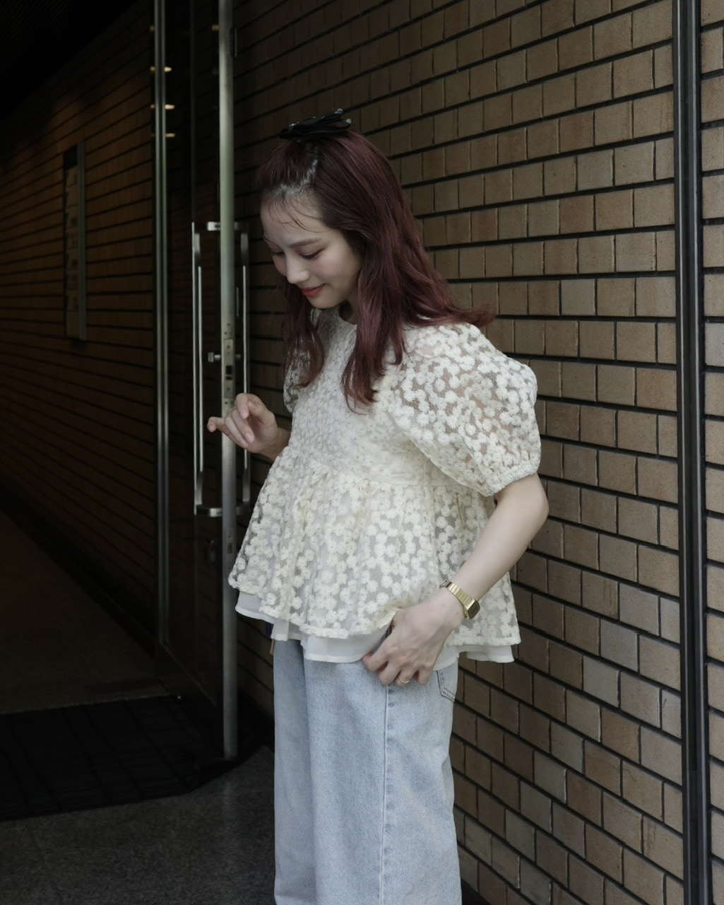 販売終了】フラワー刺繍ペプラムトップス | ファッション通販